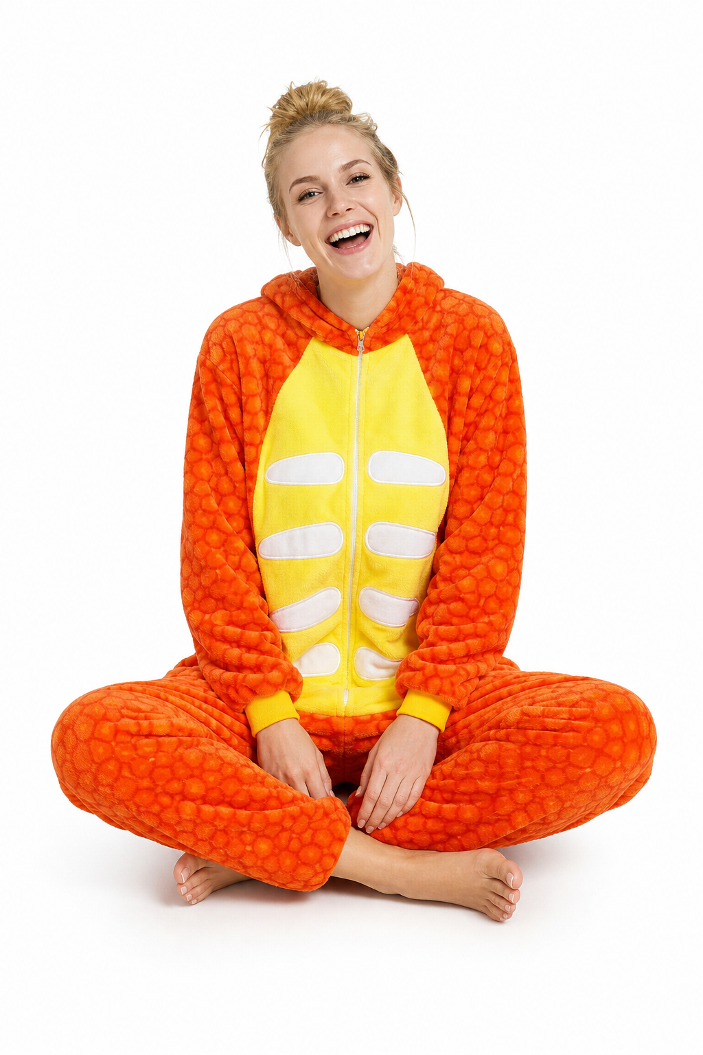 Adult Hooded Orange Dragon Kigurumi Onesie