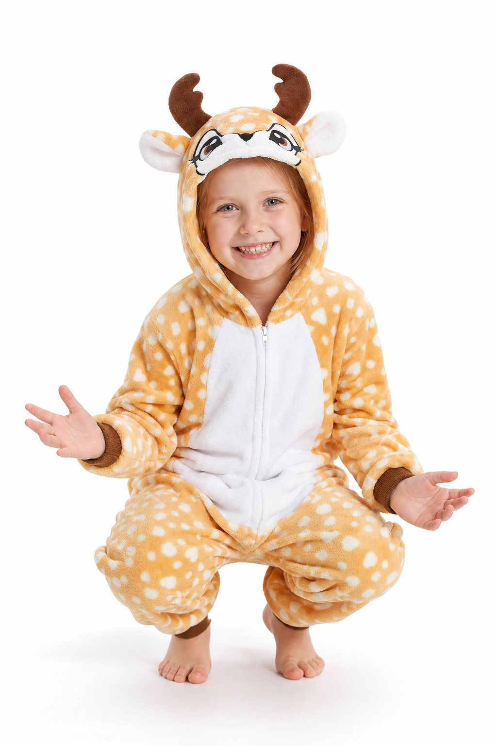 Kids' Hooded Golden Spotted Fawn Kigurumi Onesie