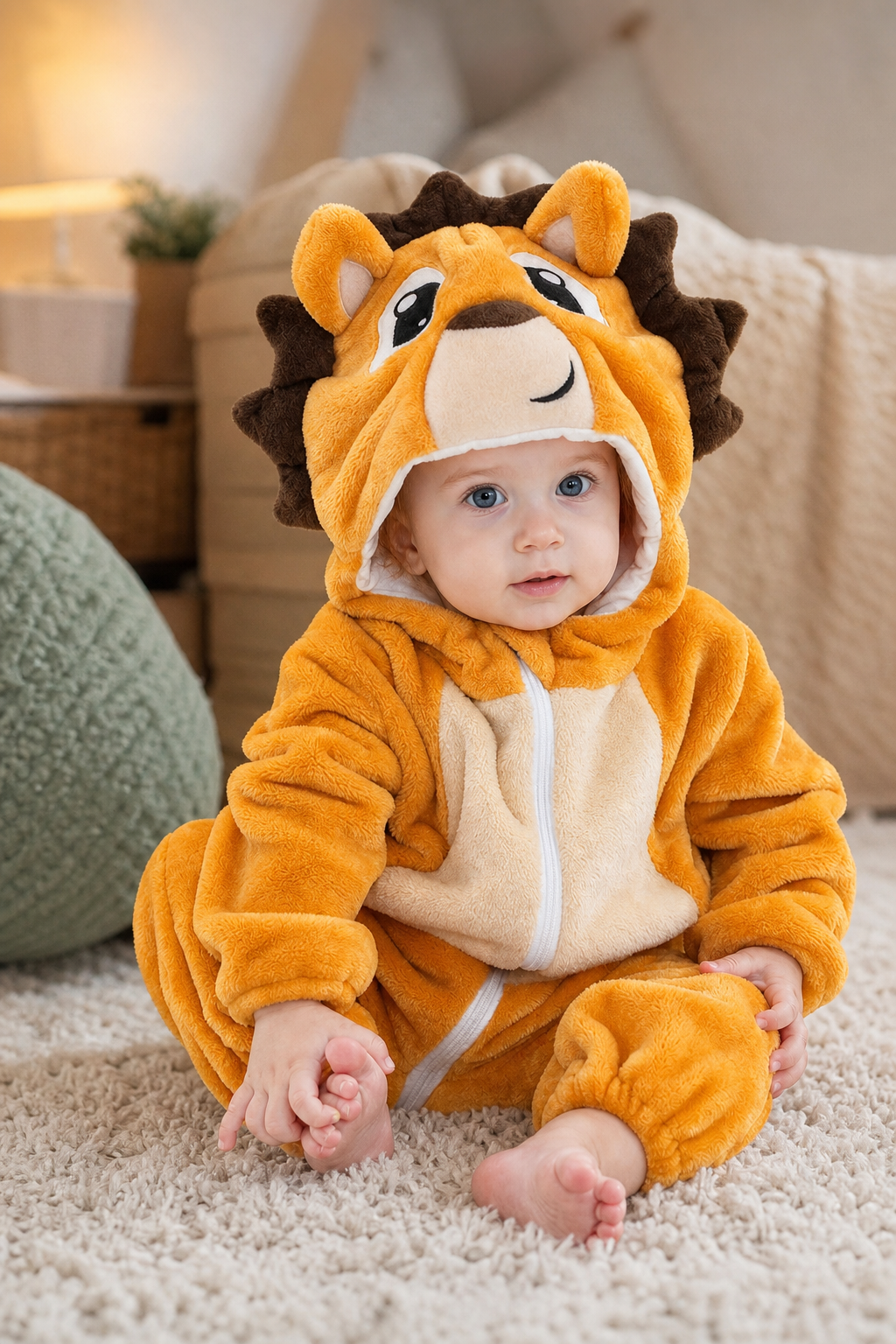 Cute Golden Baby Plush Lion Kigurumi Onesie