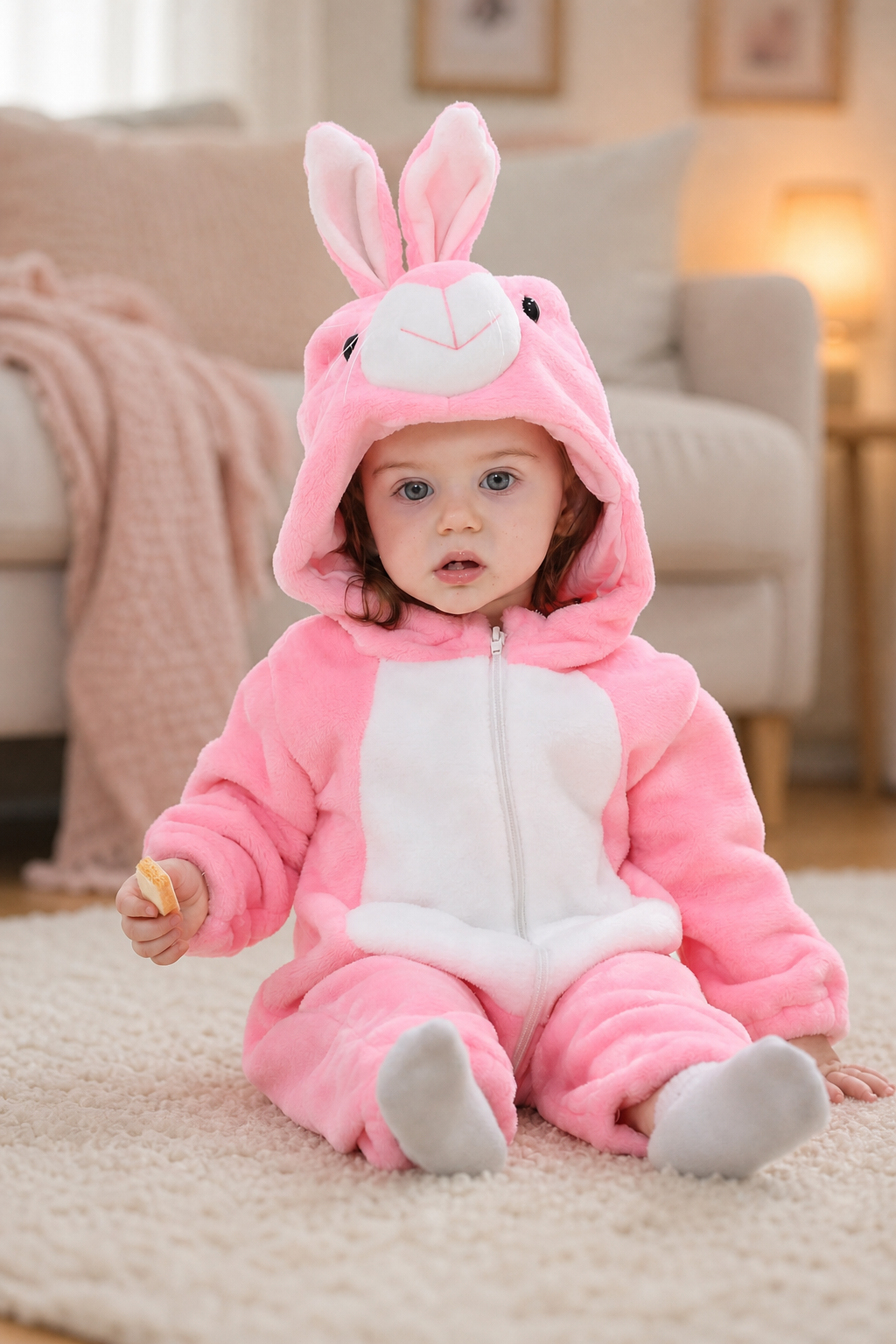 Cute Pink Bunny Baby Plush Kigurumi Onesie