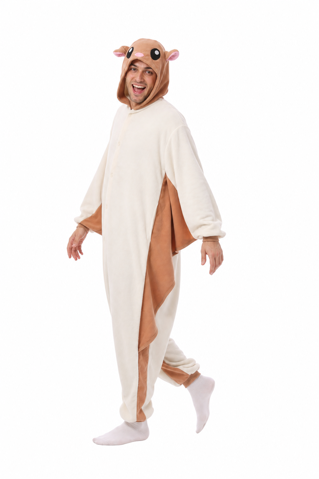 Adult Cream and Brown Flying Squirrel Onesie