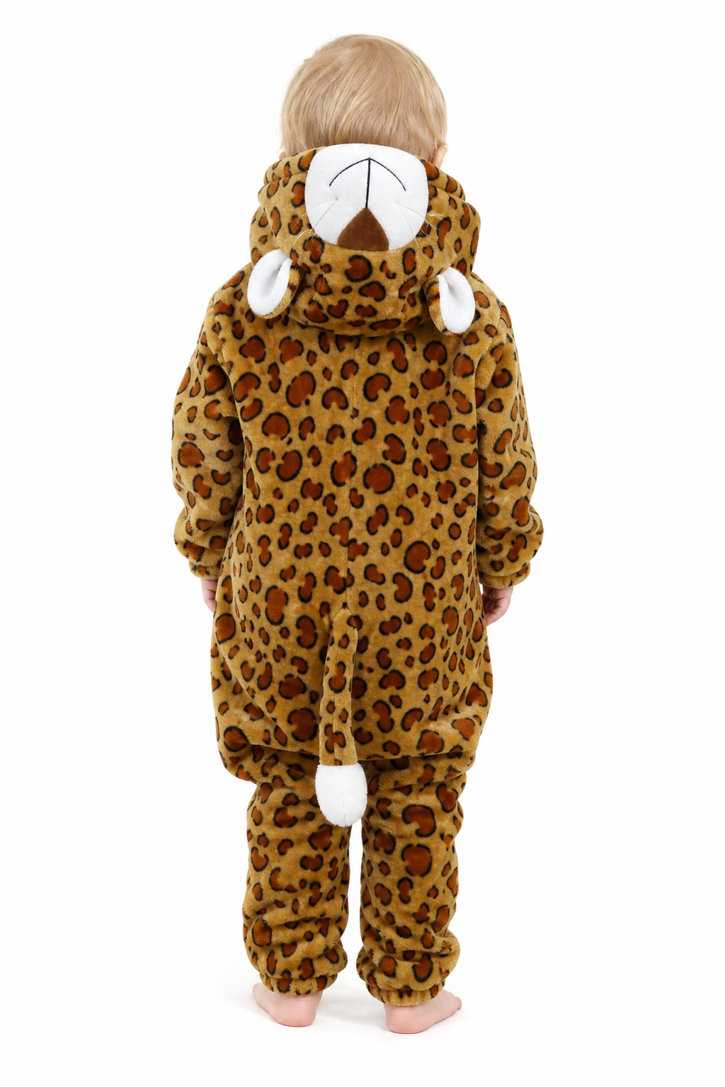 Baby Plush Leopard Animal Onesie with Hood