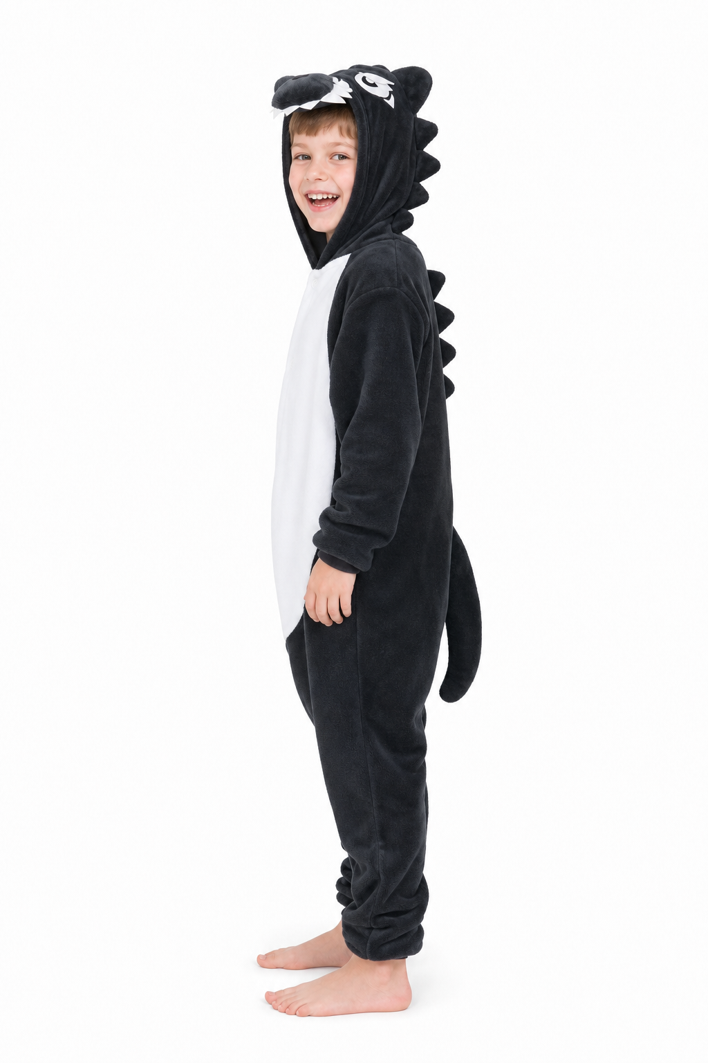 Kids' Hooded Black and White Badger Kigurumi Pajama Onesie