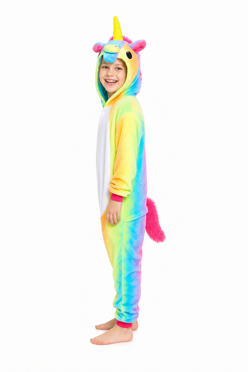 Kids' Hooded Rainbow Ombre Unicorn Kigurumi Onesie
