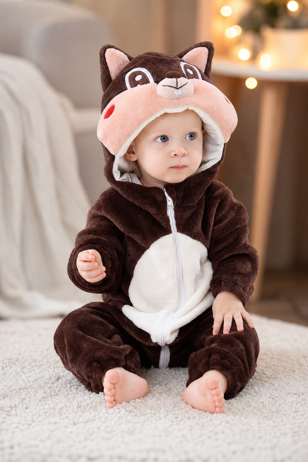 Baby Brown Squirrel Hooded Plush Kigurumi Onesie