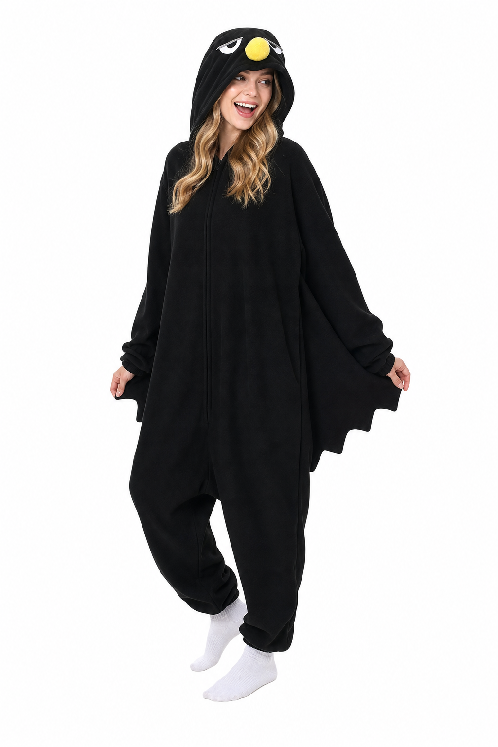 Adult Black Bat Kigurumi with Scalloped Wings