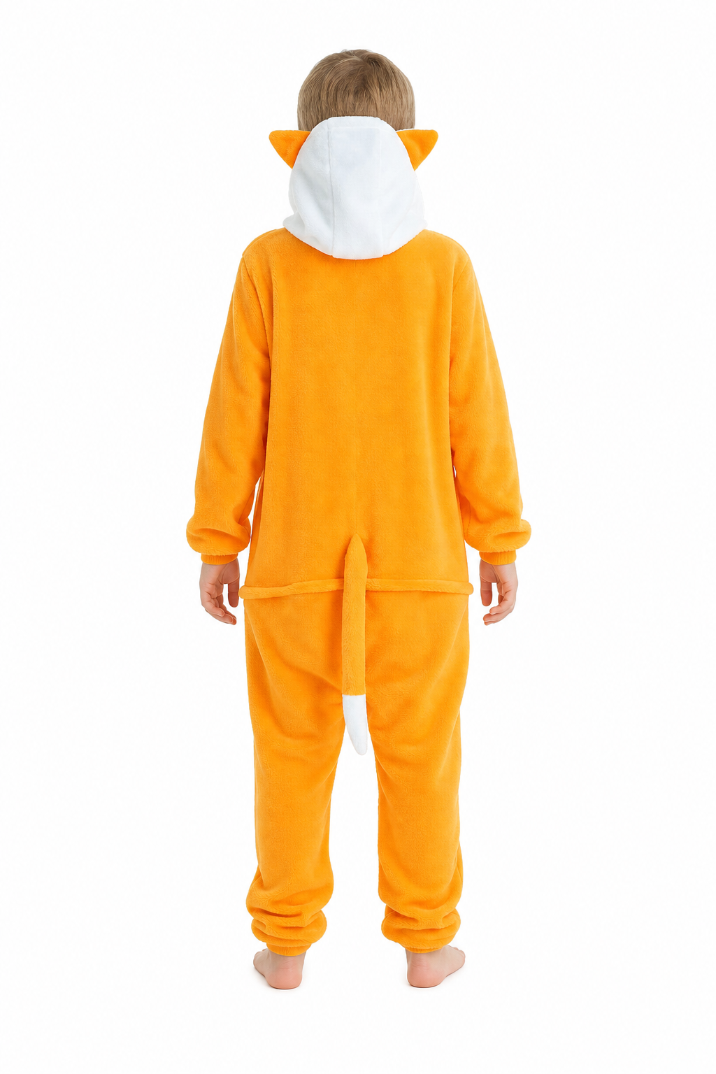 Kids' Hooded Bright Orange Fox Kigurumi Pajama Onesie
