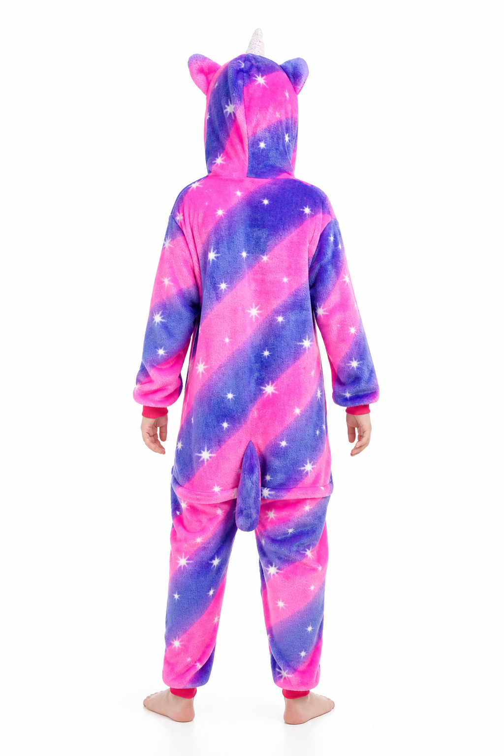 Kids' Hooded Magenta and Purple Starburst Unicorn Kigurumi Pajama Onesie