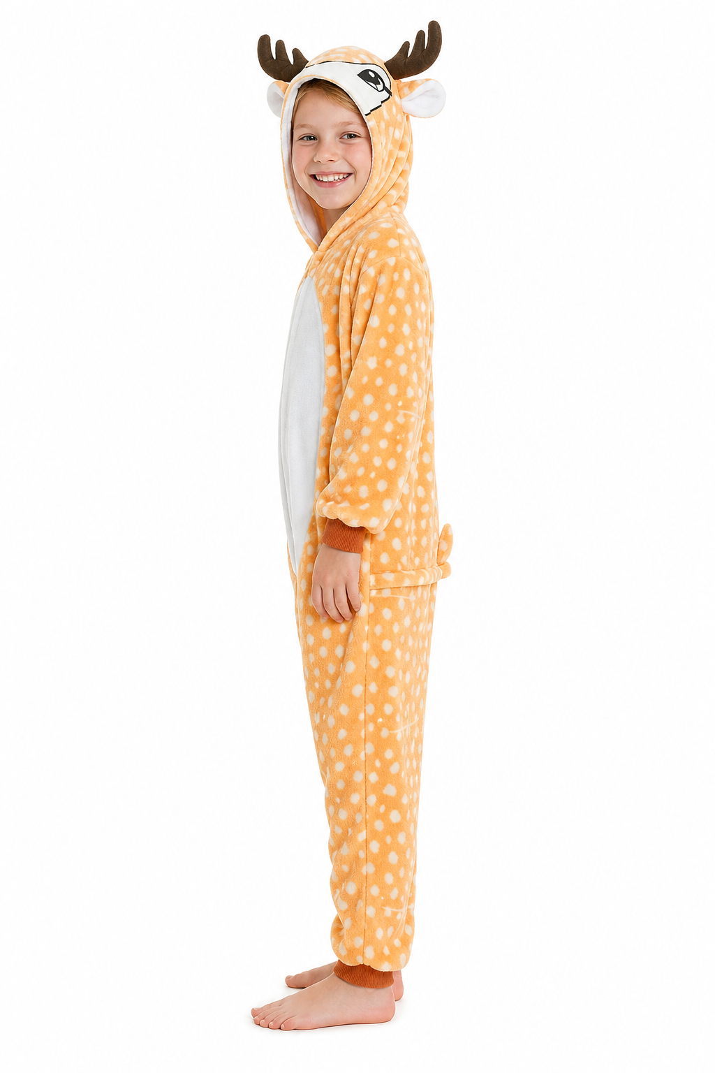Kids' Hooded Caramel Deer Kigurumi Costume Onesie