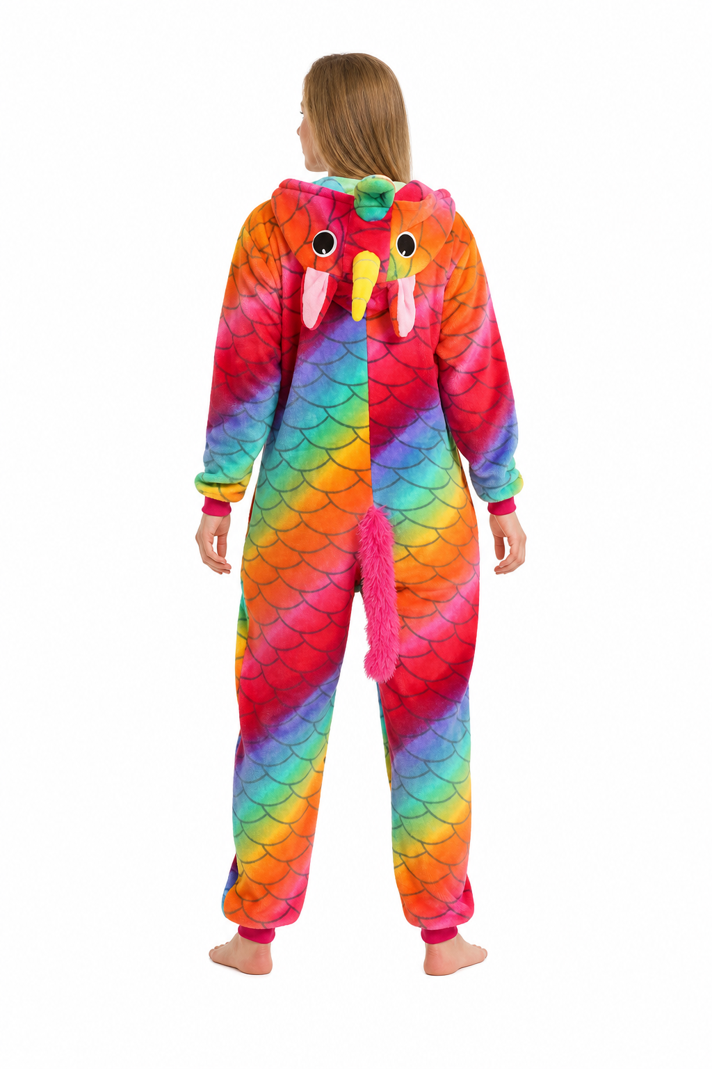 Adult Hooded Rainbow Scale Unicorn Kigurumi Onesie