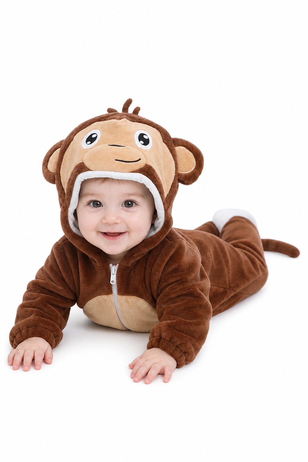 Baby Brown Monkey Kigurumi Onesie with Hood and Tail