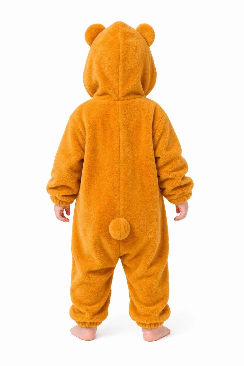 Cozy Baby Orange Plush Bear Hooded Kigurumi Onesie