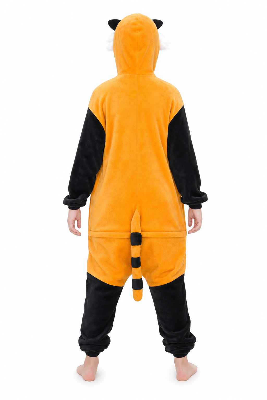 Kids' Hooded Black and Orange Red Panda Kigurumi Onesie