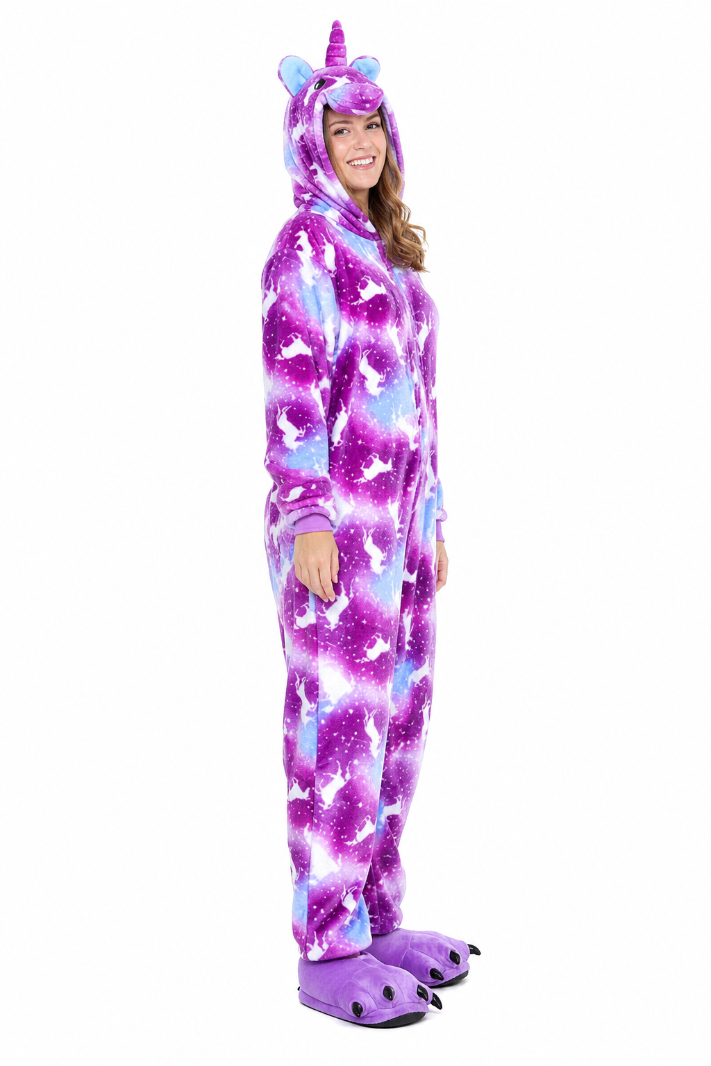 Adult Hooded Blue & Violet Galaxy Unicorn Kigurumi Onesie