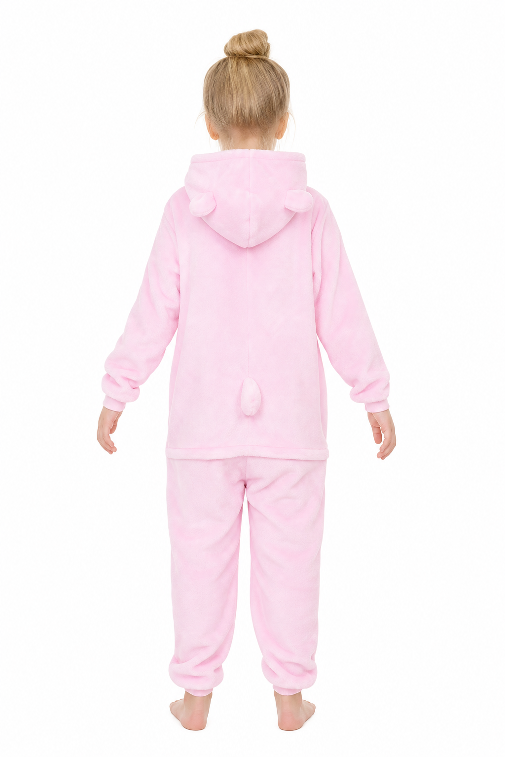 Kids' Hooded Rosy Pink Pig Kigurumi Onesie