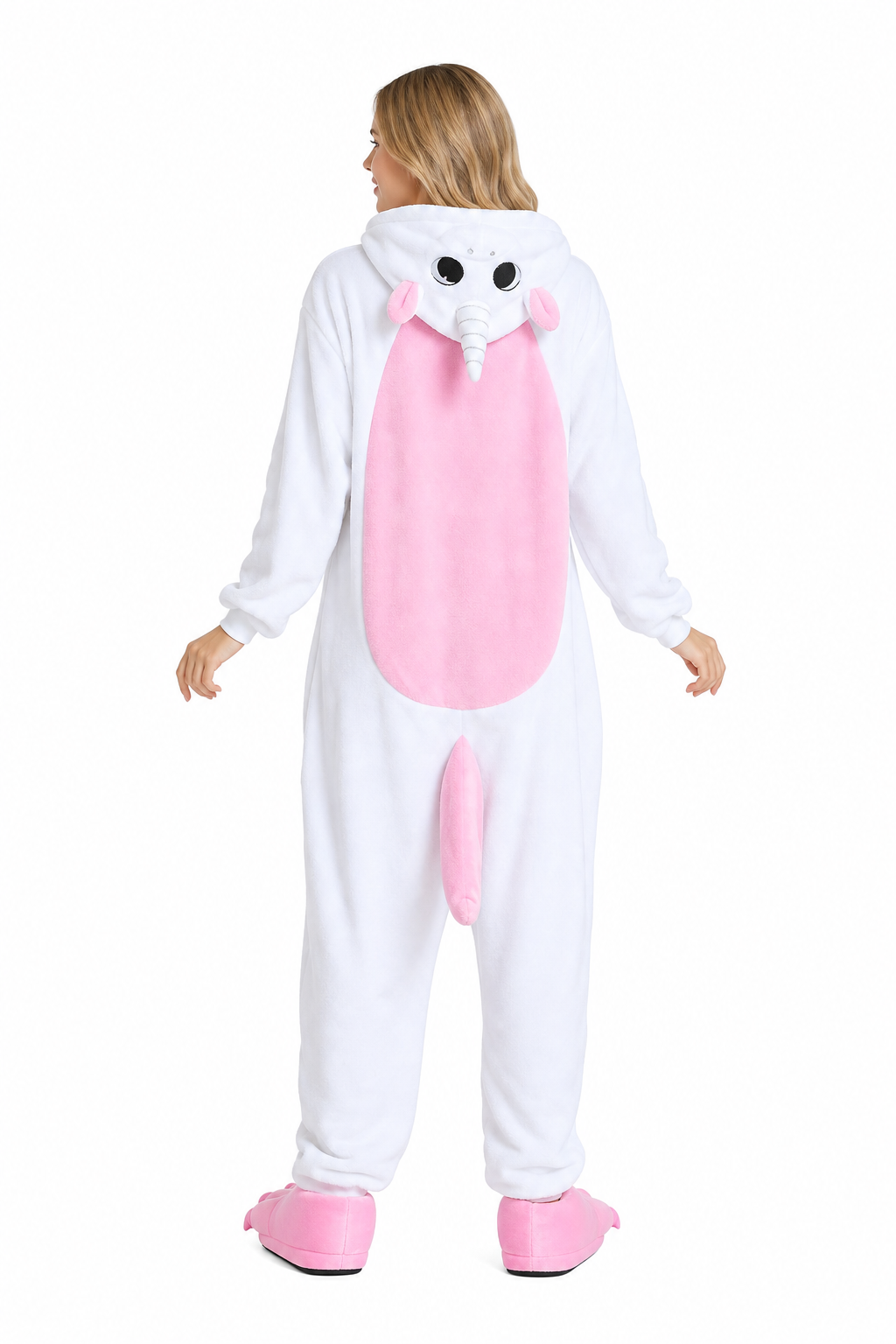 Adult Hooded White & Pastel Pink Unicorn Kigurumi Onesie