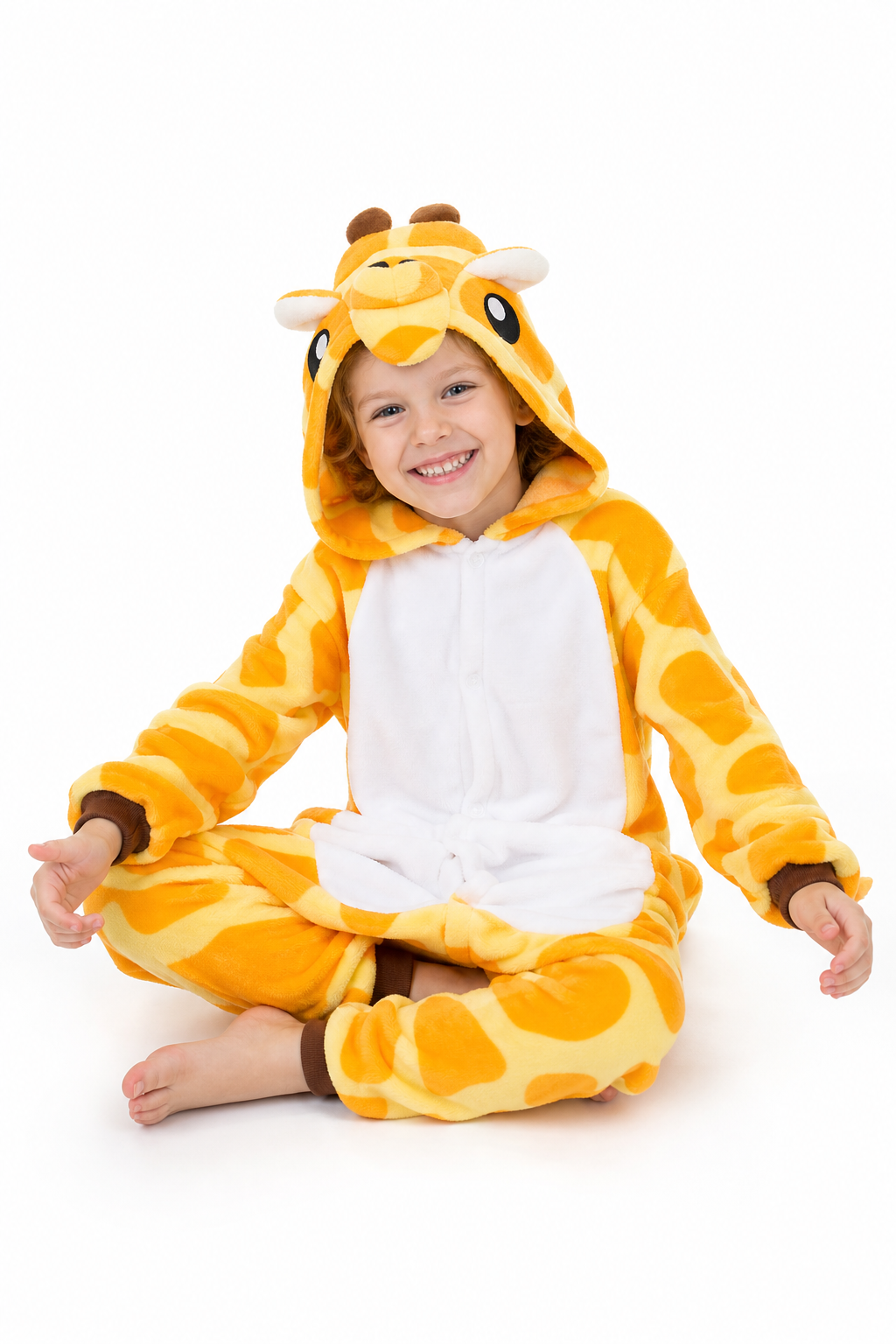 Kids' Hooded Orange Giraffe Kigurumi Costume Onesie