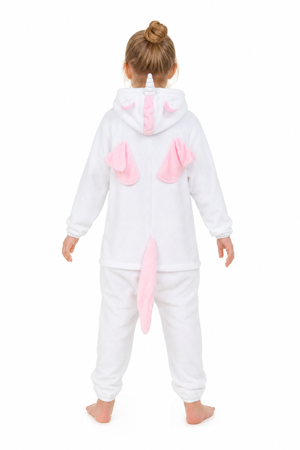 Kids' Hooded White with Pink Belly Unicorn Kigurumi Costume Onesie