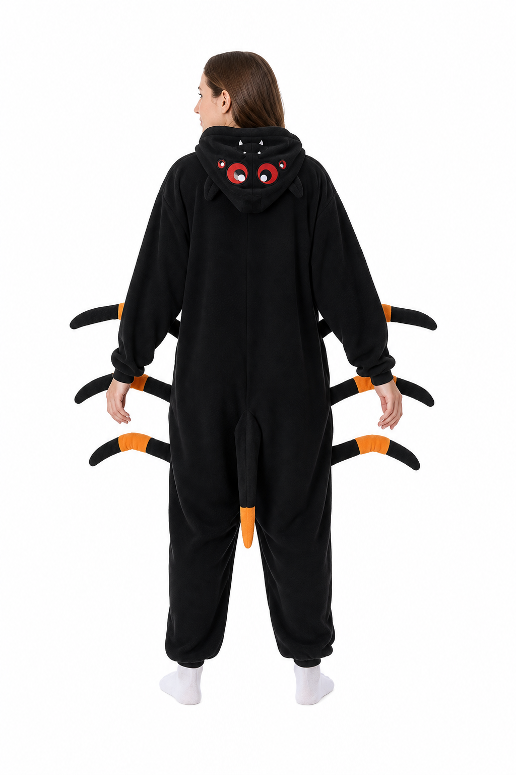 Adult Black and Orange Spider Kigurumi with Attached Legs