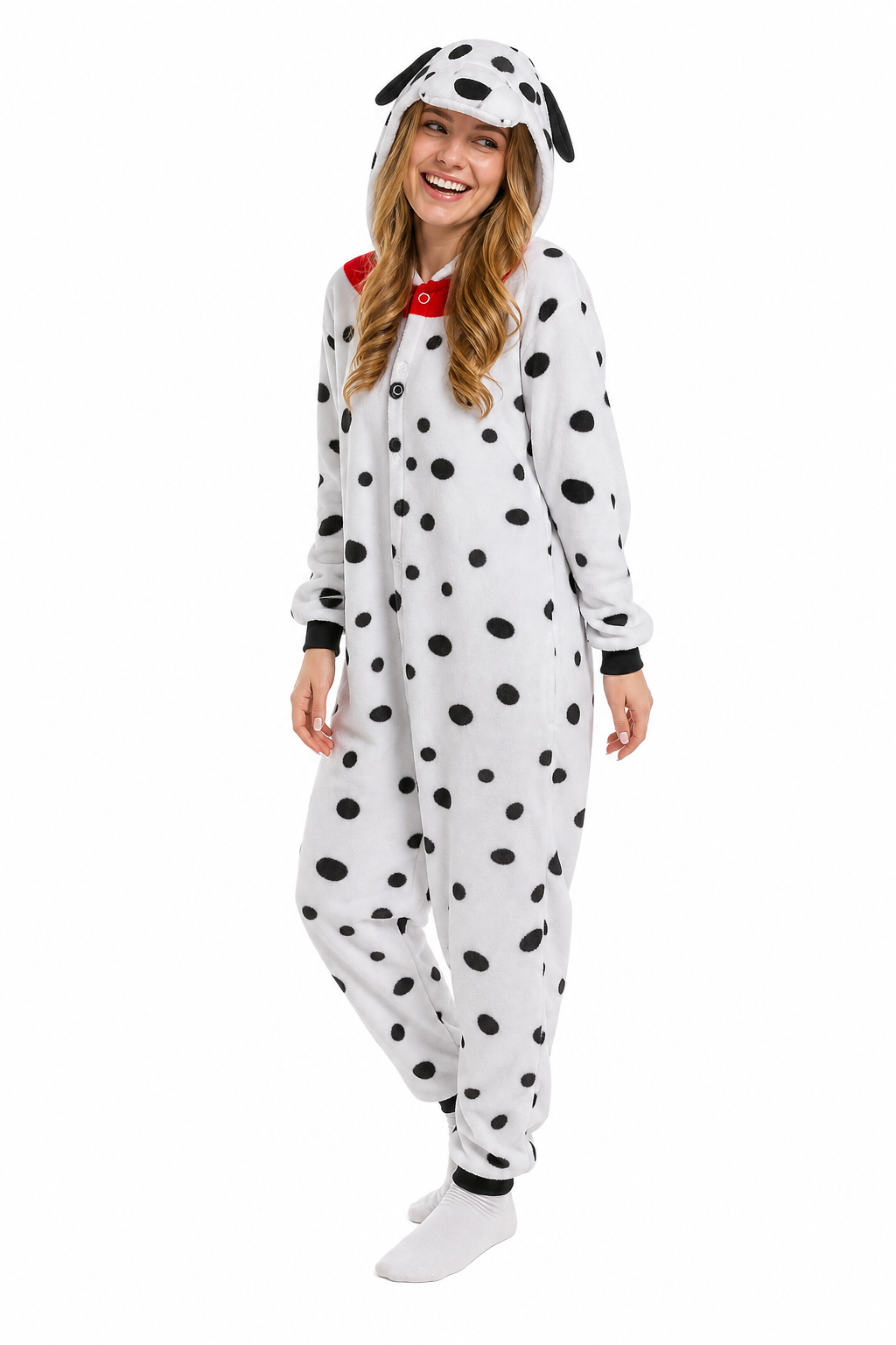 Adult Dalmatian Dog Plush Kigurumi with Red Collar