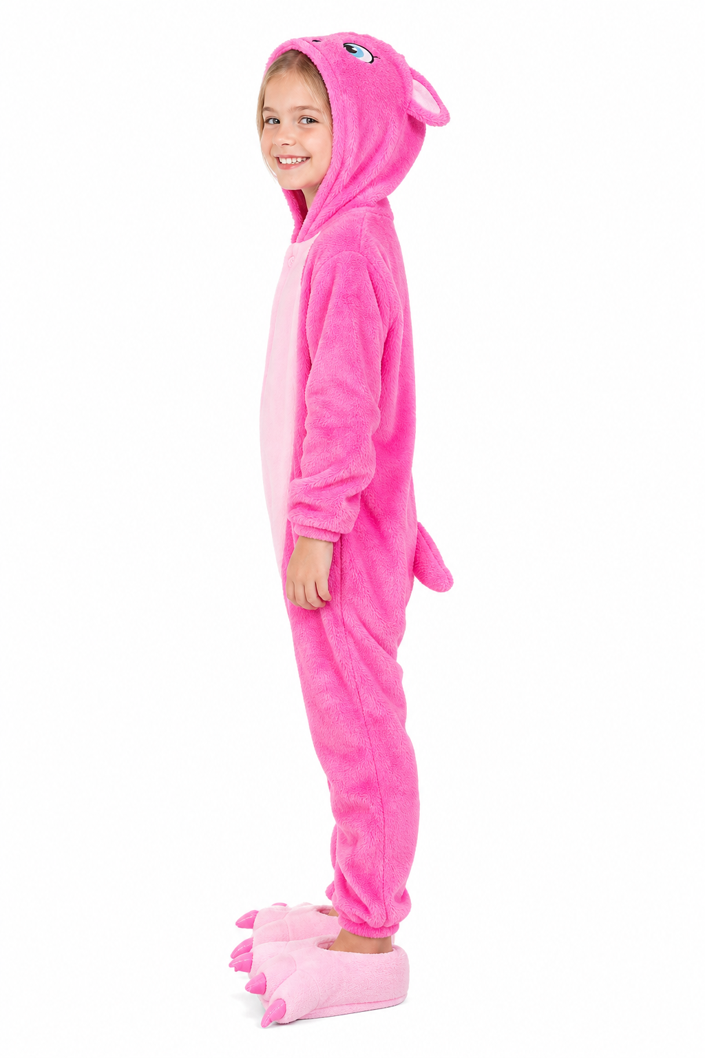 Kids' Hooded Hot Pink Spiky Monster Kigurumi Costume Onesie