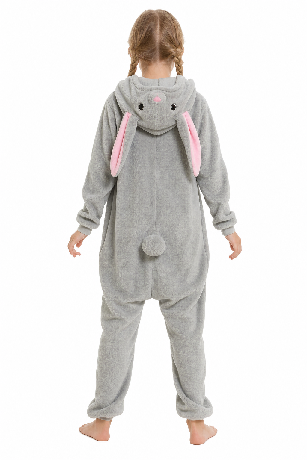 Kids' Hooded Gray Bunny Kigurumi Onesie