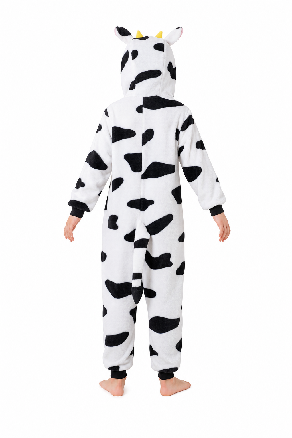 Kids' Hooded Pink Belly Cow Plush Kigurumi Onesie