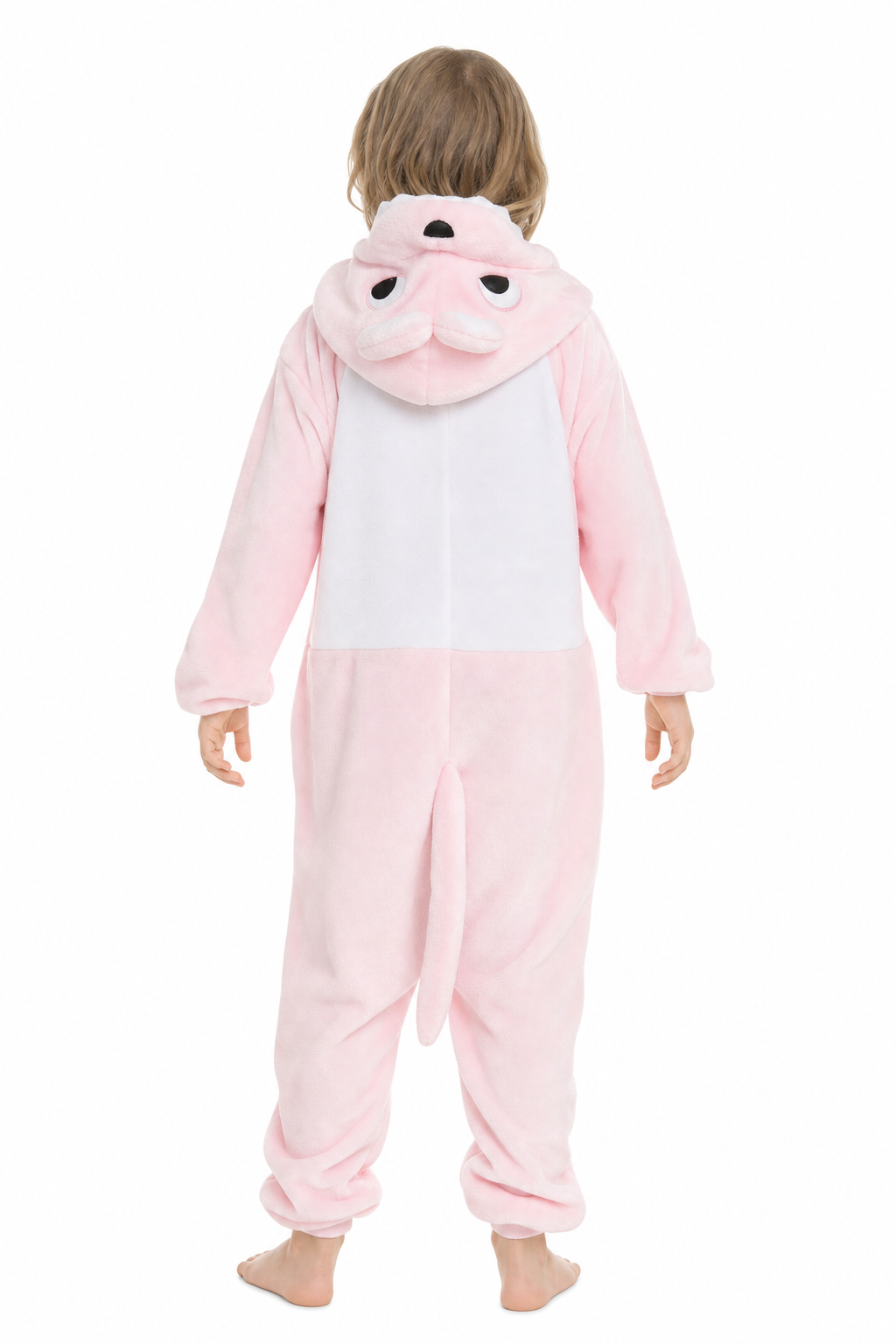 Kids' Hooded Pink Fanged Monster Kigurumi Pajama Onesie
