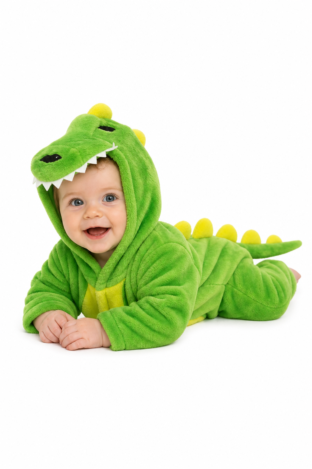 Green Plush Dinosaur Baby Hooded Kigurumi Onesie