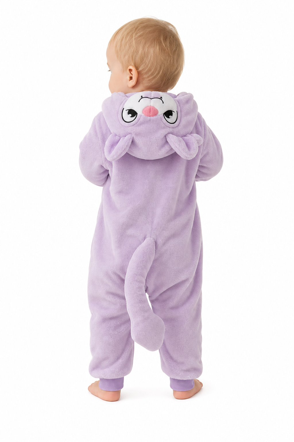 Baby Bat Lavender Plush Cat Hooded Onesie