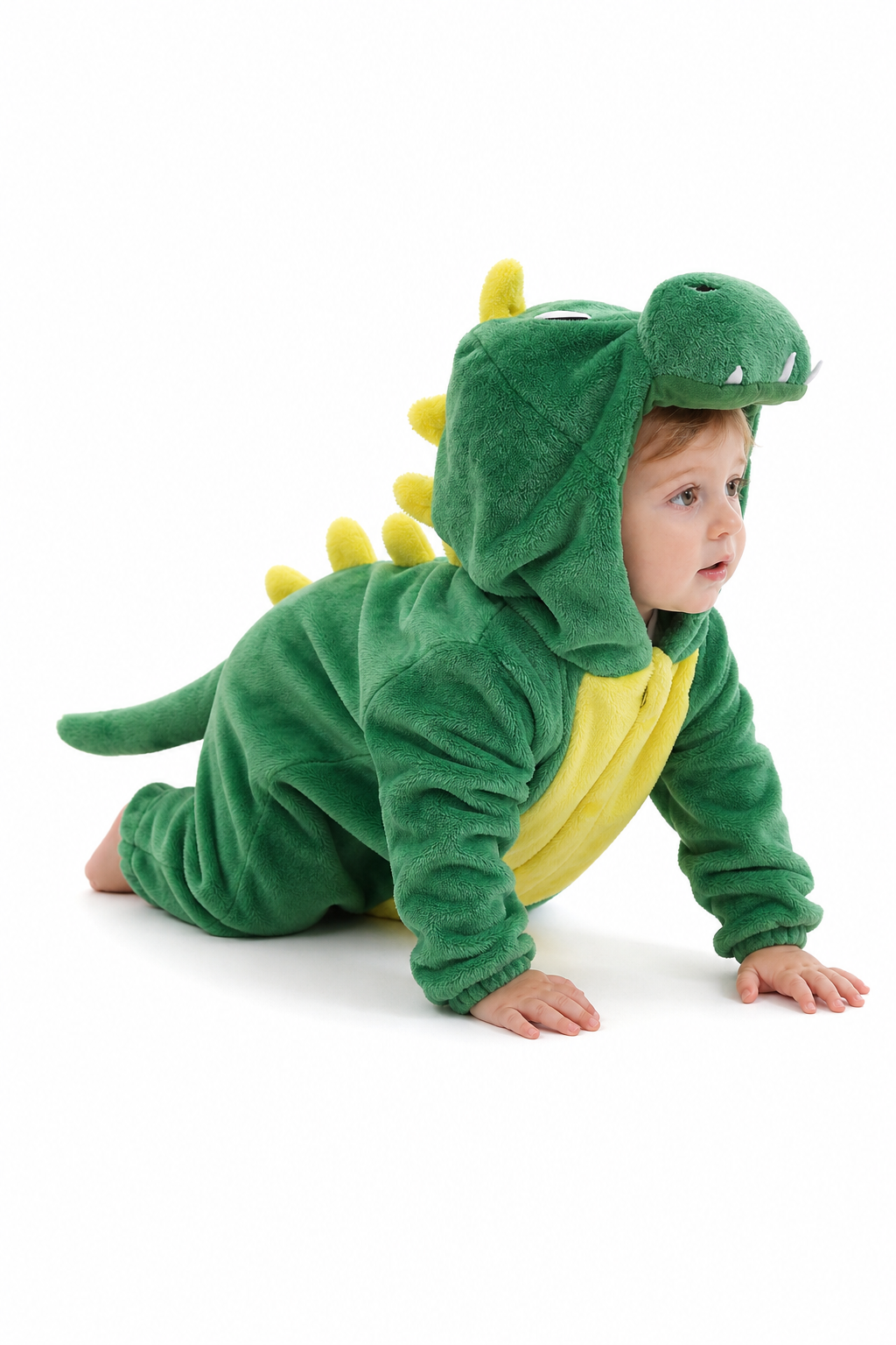 Baby Green Dinosaur Plush Hooded Onesie