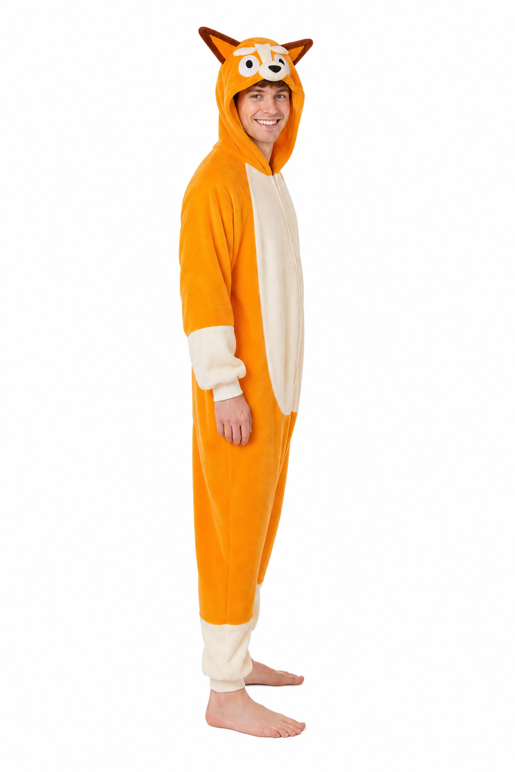 Adult Hooded Tan Orange Fox Kigurumi Onesie