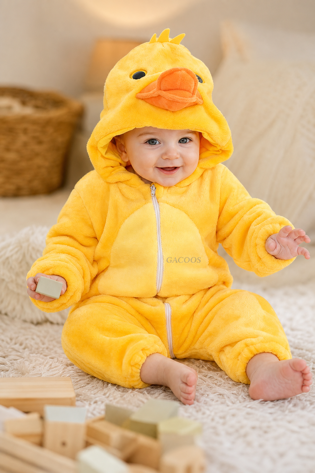 Cute Baby Yellow Duck Plush Hooded Onesie