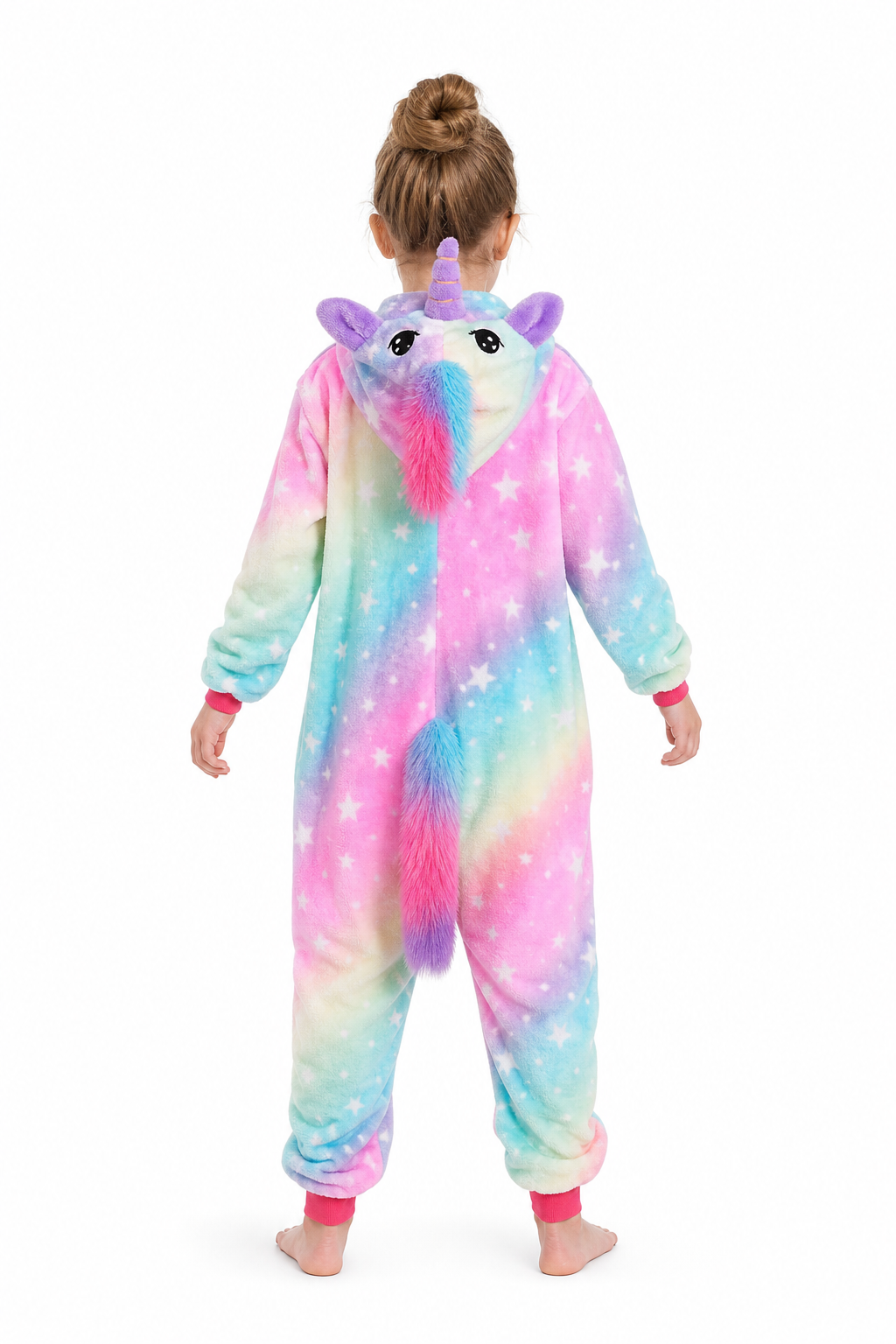 Kids' Hooded Pastel Gradient Star Unicorn Kigurumi Pajama Onesie