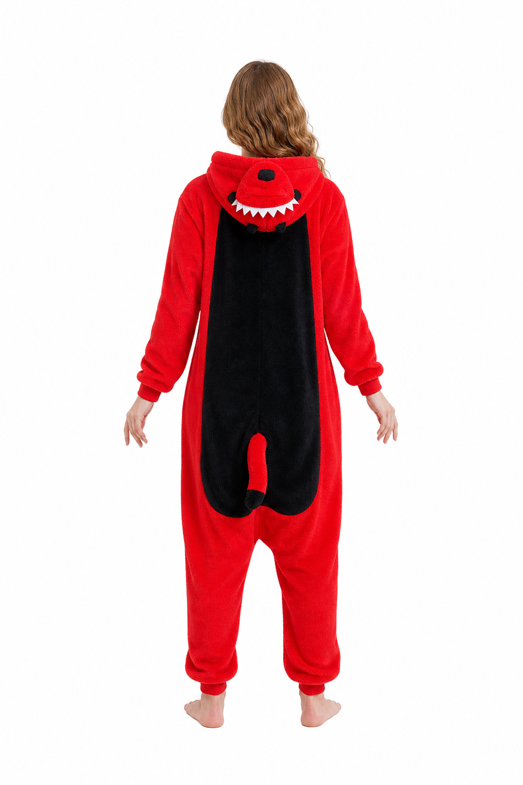 Adult Red Monster Kigurumi Onesie with Teeth Hood