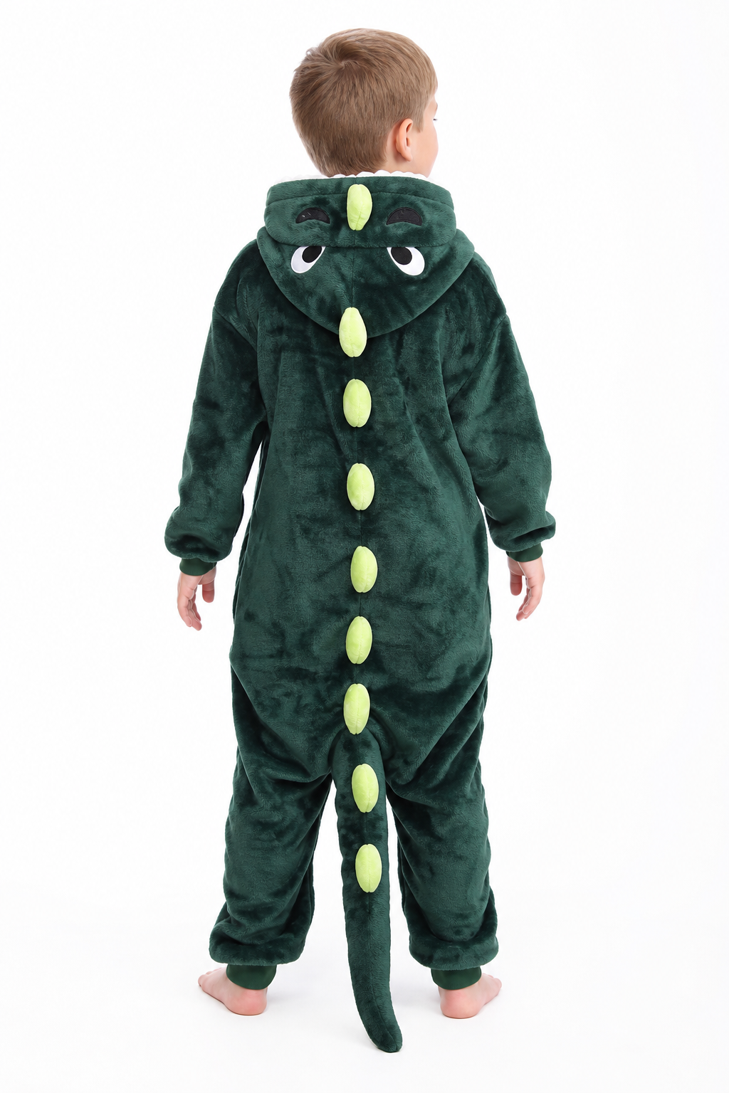 Kids' Hooded Green Dinosaur Kigurumi Onesie