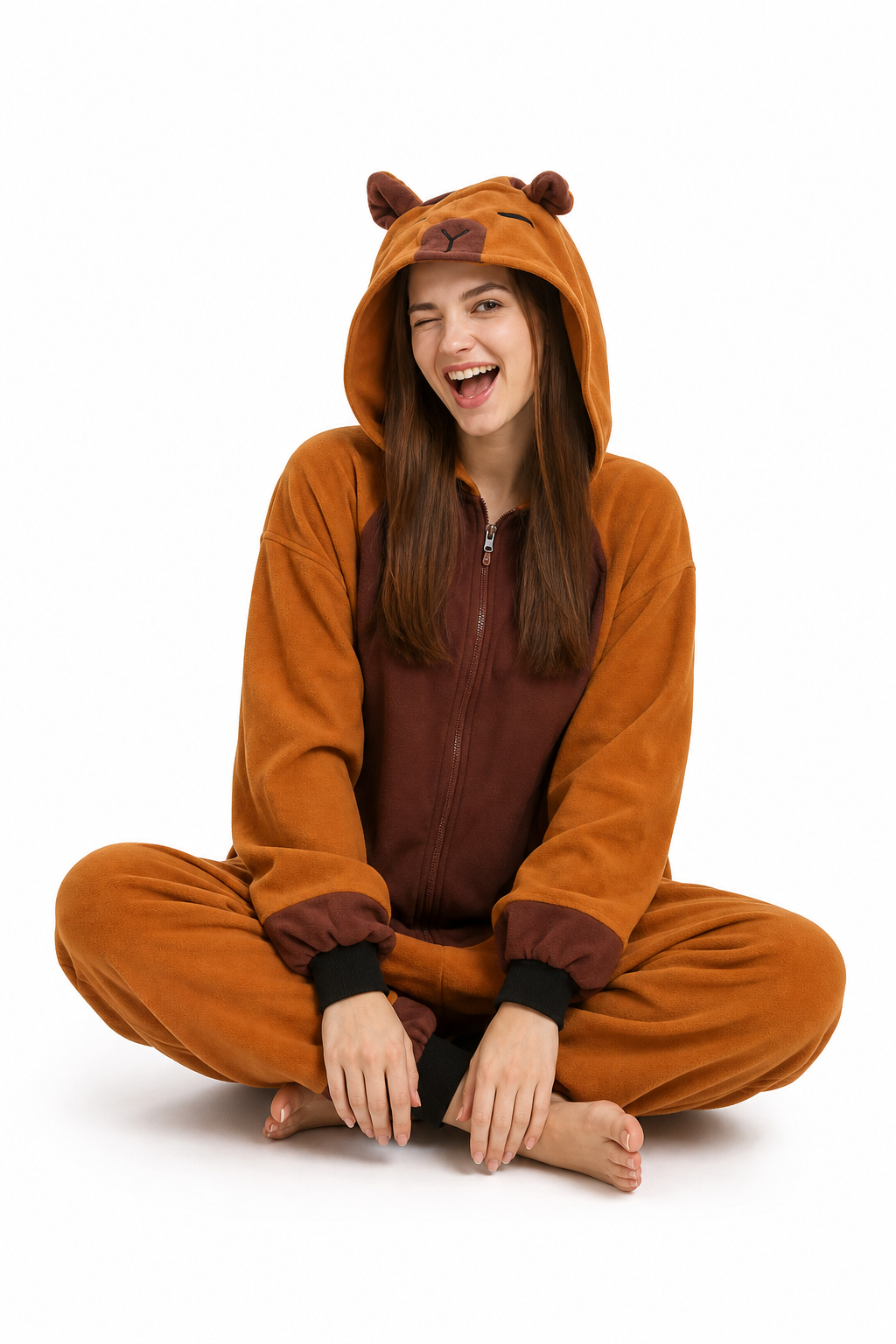 Adult Hooded Brown Bear Kigurumi Onesie