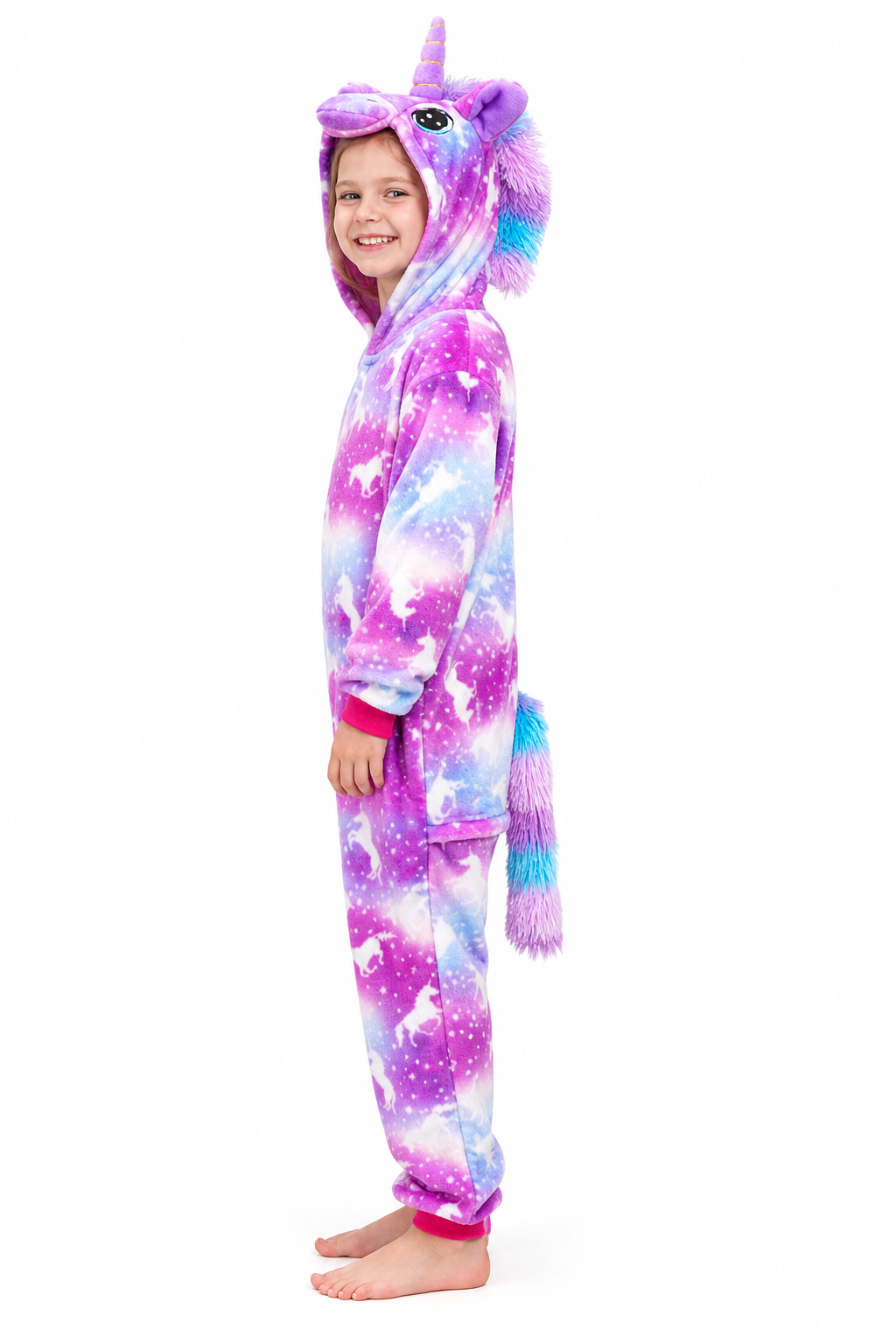 Kids' Hooded Pink and Purple Galaxy Unicorn Kigurumi Costume Onesie