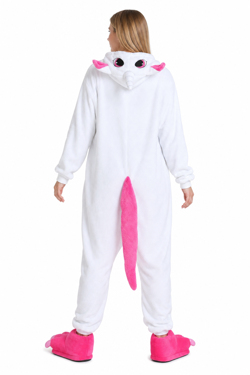 Adult Hooded White & Hot Pink Unicorn Kigurumi Onesie