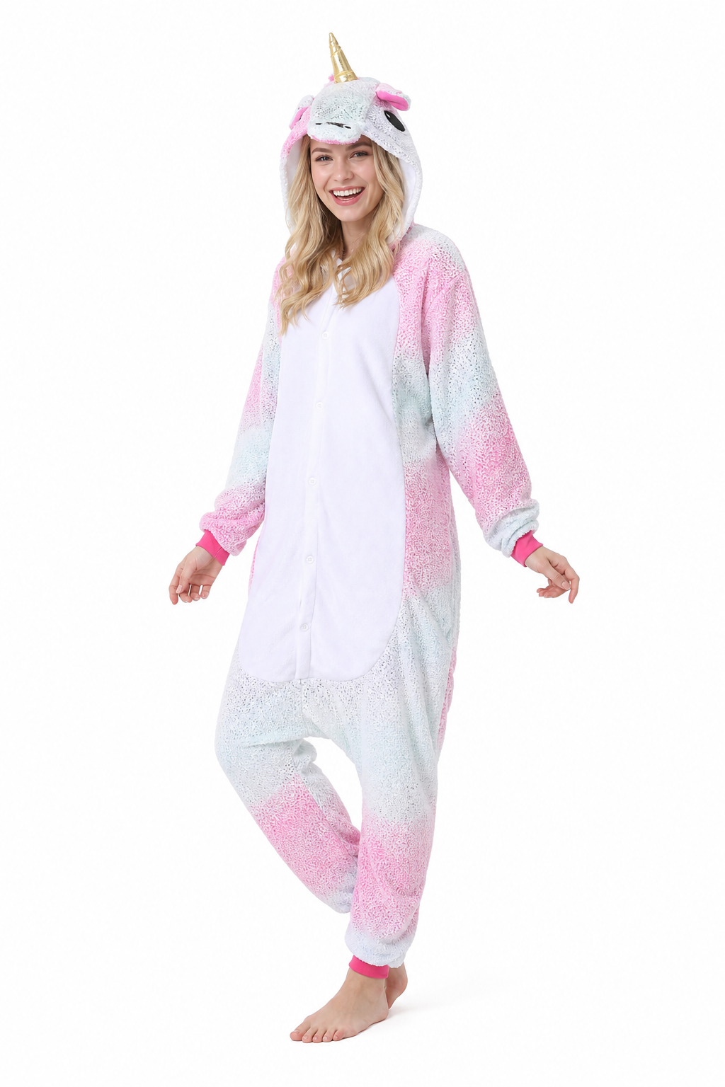 Adult Hooded Pink & Mint Glitter Ombre Unicorn Kigurumi Onesie