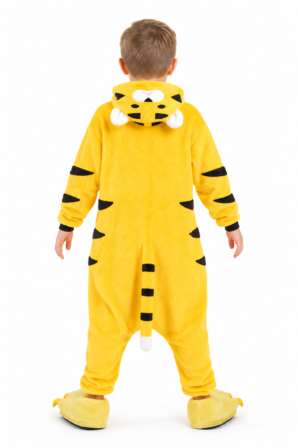 Kids' Hooded Yellow Tiger Kigurumi Onesie