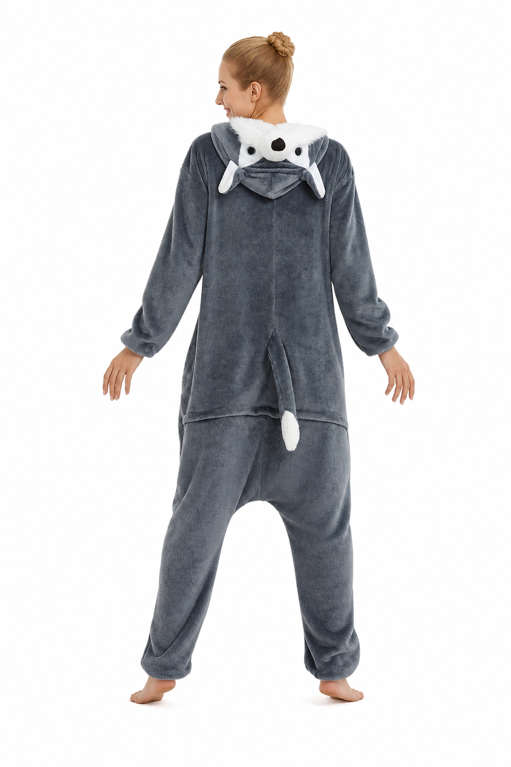 Adult Soft Grey Wolf Plush Kigurumi Onesie