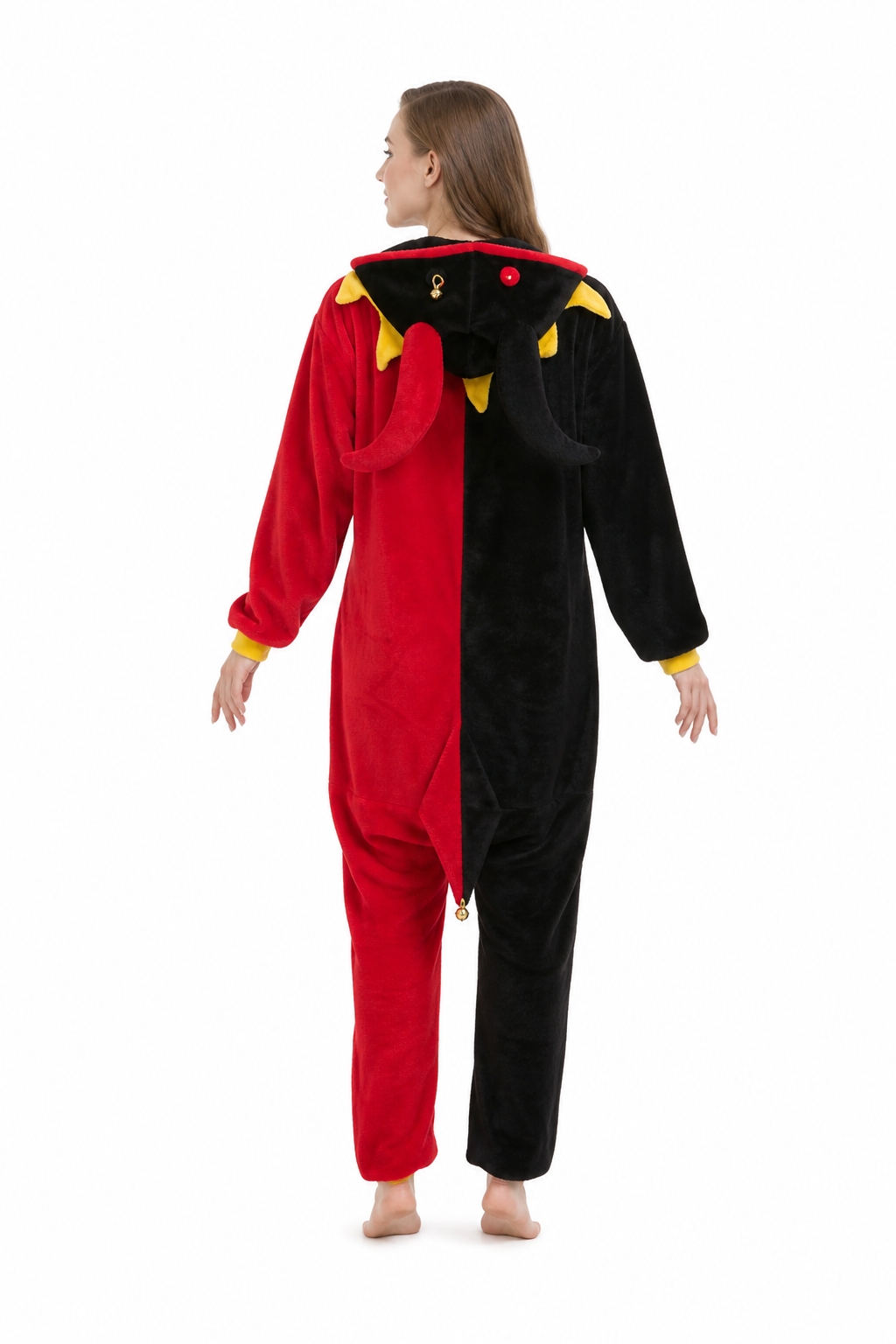 Adult Hooded Red & Black Jester Kigurumi Onesie