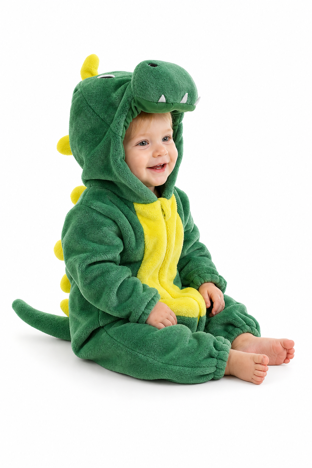 Baby Green Dinosaur Plush Hooded Onesie