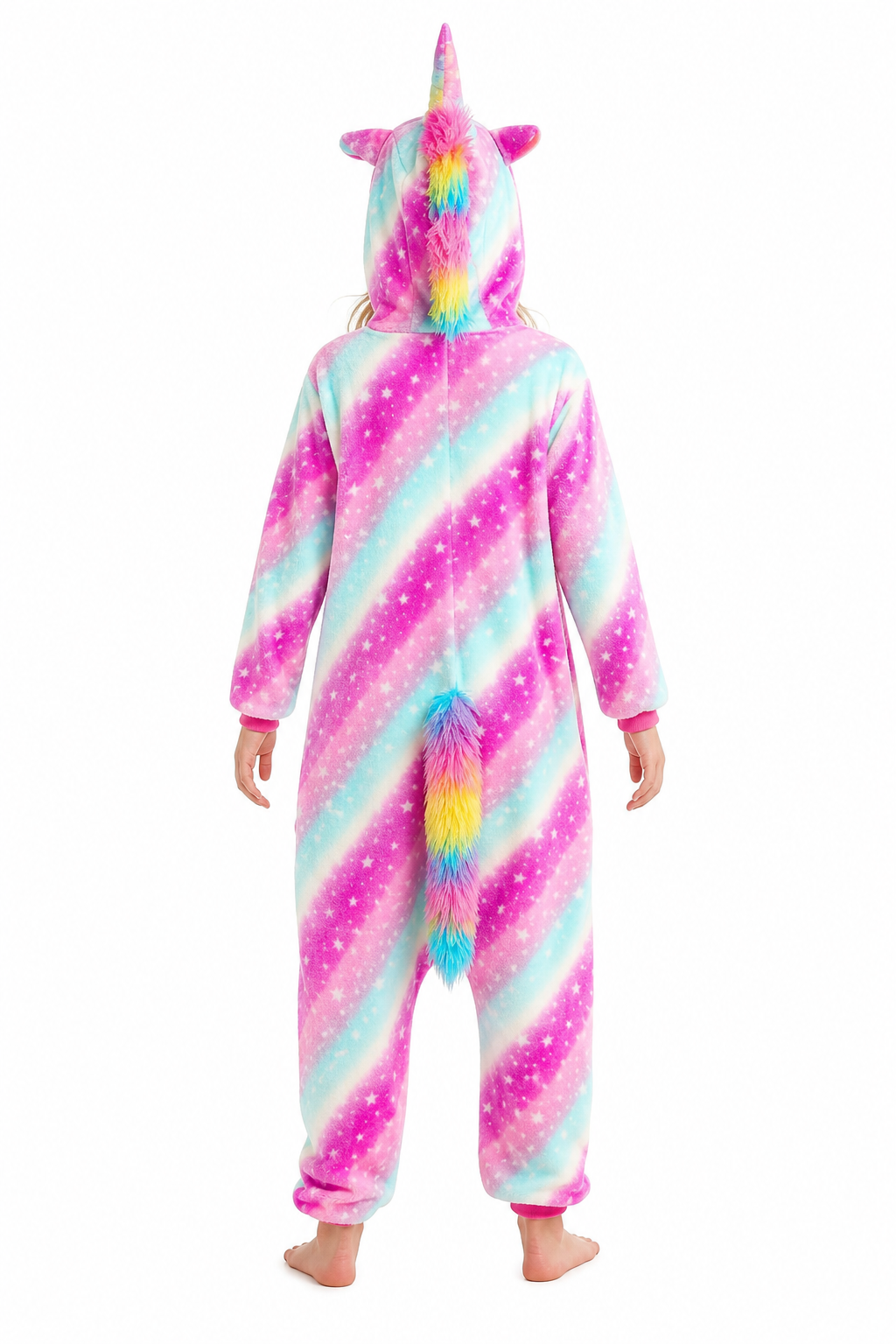 Kids' Hooded Pink and Blue Star Swirl Unicorn Kigurumi Onesie
