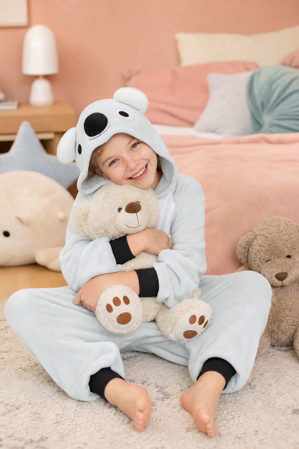 Kids' Hooded Gray Koala Kigurumi Costume Onesie