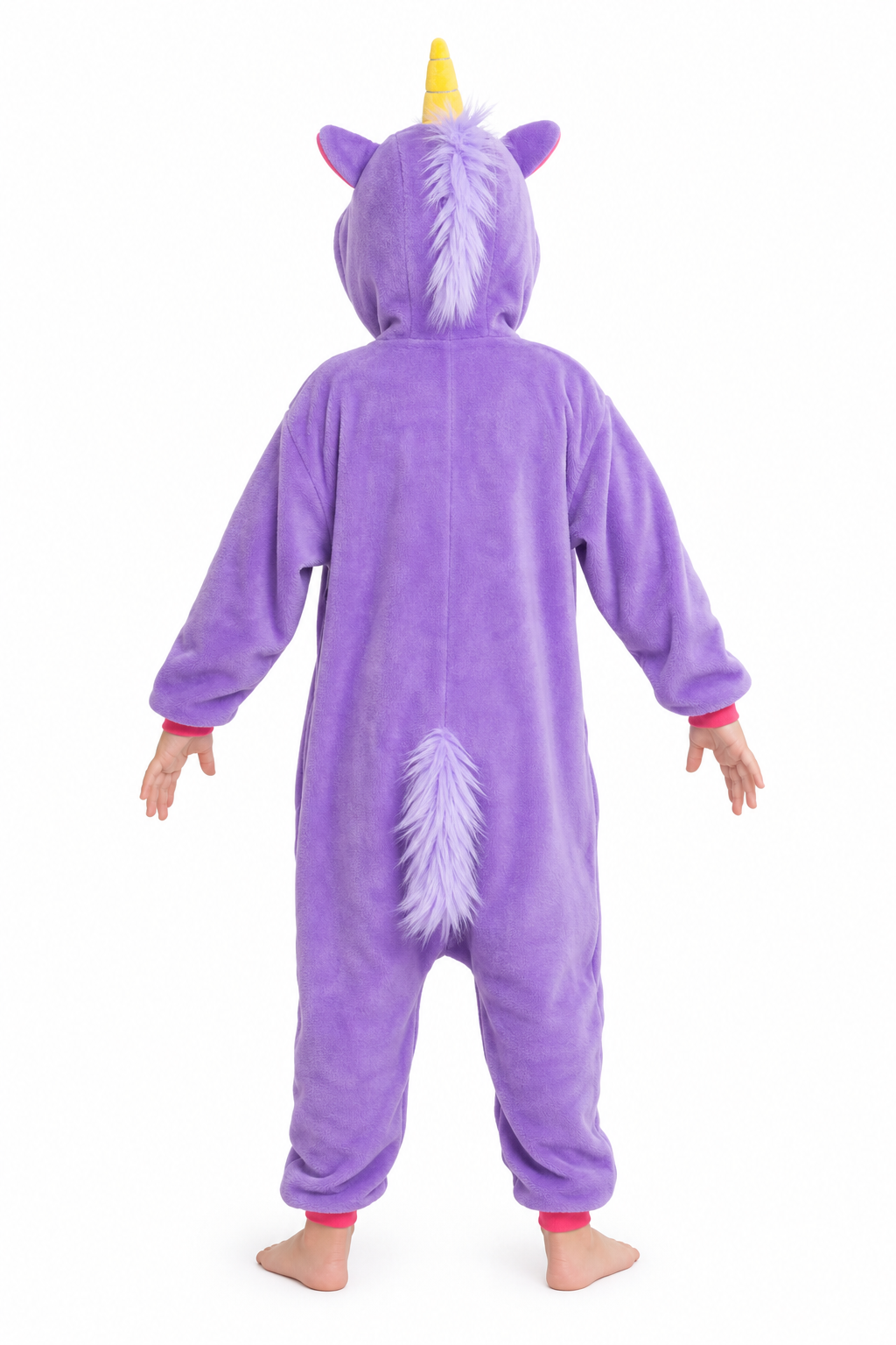 Kids' Hooded Solid Purple Unicorn Kigurumi Costume Onesie