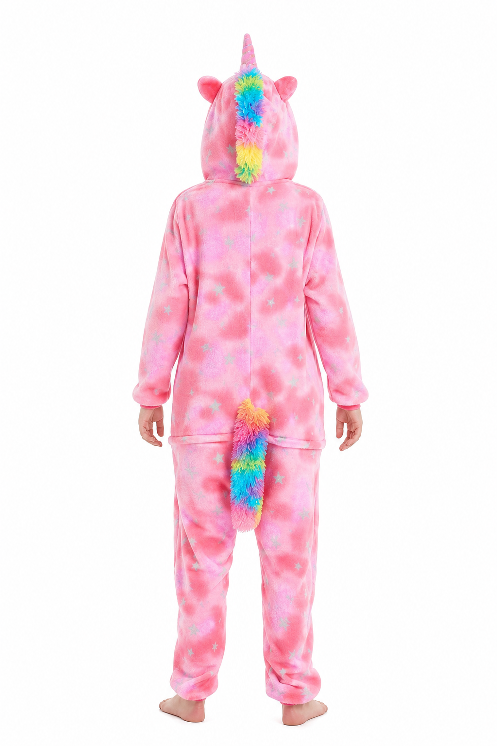 Kids' Hooded Pink Glitter Star Unicorn Kigurumi Costume Onesie