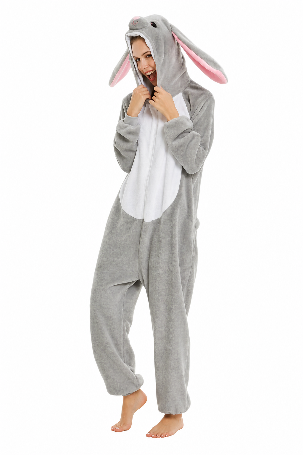 Adult Hooded Grey Bunny Kigurumi Onesie