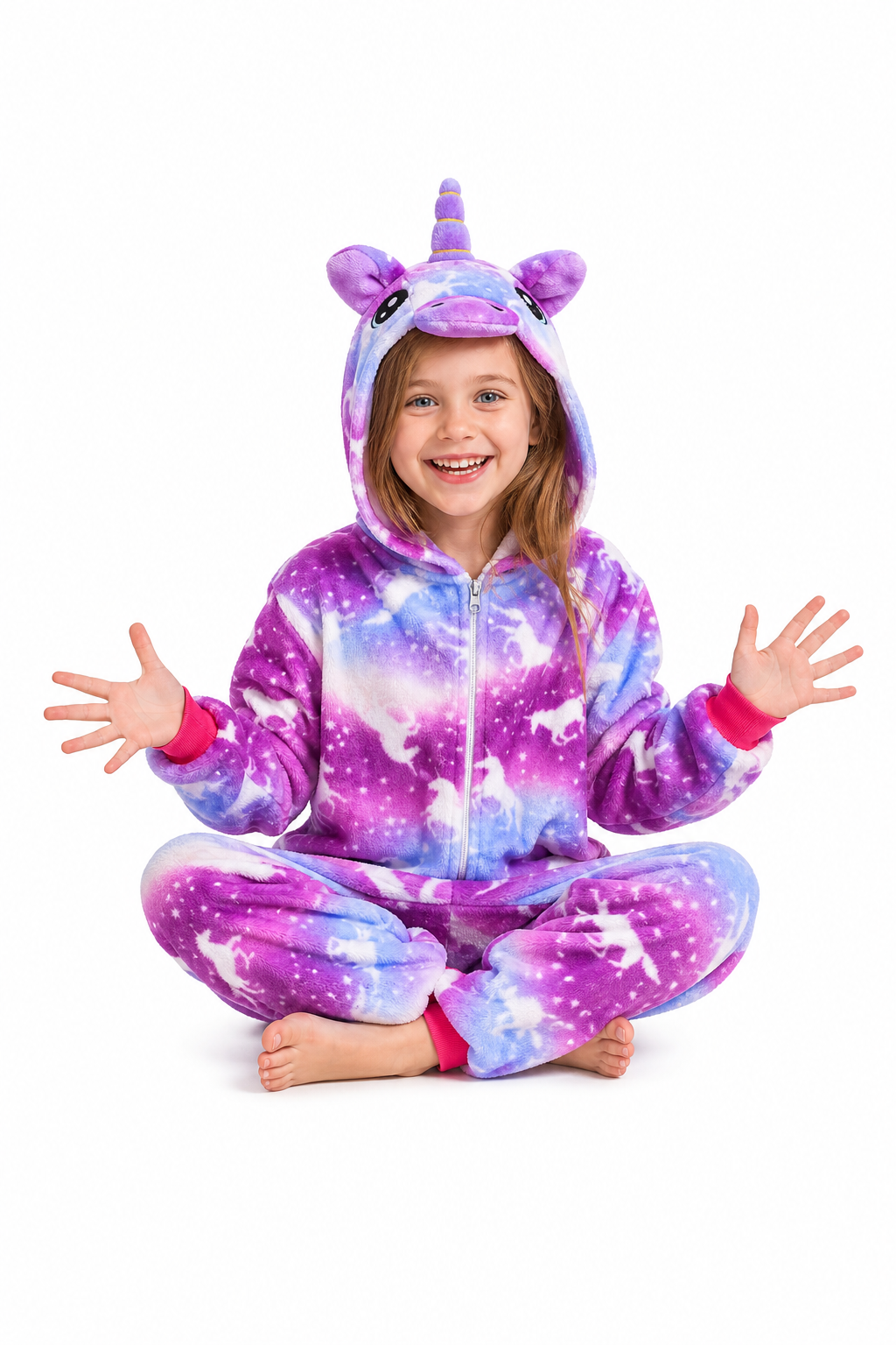 Kids' Hooded Blue and Purple Galaxy Unicorn Kigurumi Costume Onesie